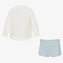 Miranda-Кремовая рубашка и голубые шорты из льна | Childrensalon Outlet