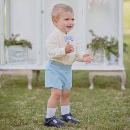 Miranda-Кремовая рубашка и голубые шорты из льна | Childrensalon Outlet