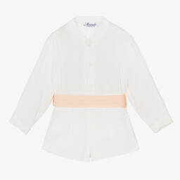 Miranda-Boys Ivory & Pink Cotton Shorts Set | Childrensalon Outlet