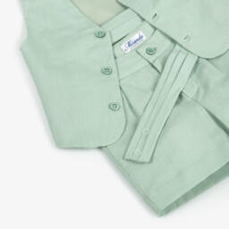 Miranda-طقم صديري كتان زمردي للأولاد | Childrensalon Outlet