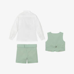 Miranda-طقم صديري كتان زمردي للأولاد | Childrensalon Outlet