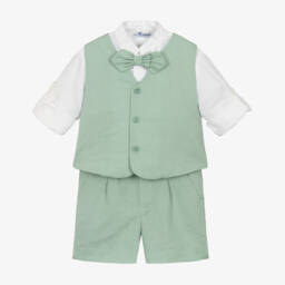 Miranda-طقم صديري كتان زمردي للأولاد | Childrensalon Outlet