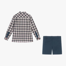 Miranda-Boys Navy Checkered Shorts Outfit | Childrensalon Outlet