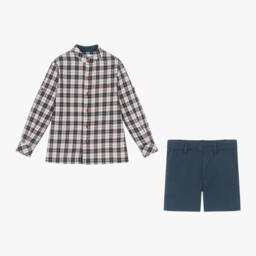 Miranda-Boys Navy Checkered Shorts Outfit | Childrensalon Outlet