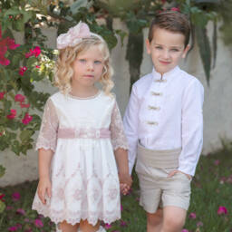 Miranda-Boys Neutral Linen Blend Shorts Ensemble | Childrensalon Outlet