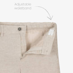 Miranda-Boys Neutral Linen Blend Shorts Ensemble | Childrensalon Outlet