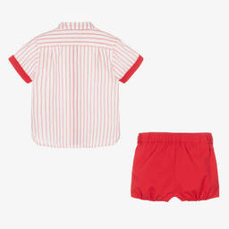 Miranda-Boys Red & White Cotton Shorts Set | Childrensalon Outlet