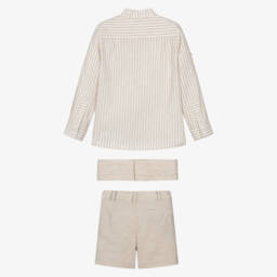 Miranda-Boys Tan Cotton & Linen Ensemble | Childrensalon Outlet