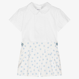 Miranda-Белая рубашка и голубые шорты для мальчиков | Childrensalon Outlet
