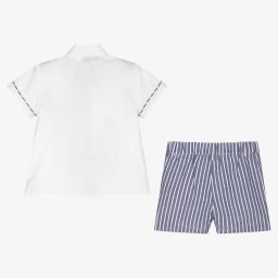Miranda-Boys White & Blue Shorts Set | Childrensalon Outlet
