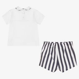 Miranda-Boys White & Blue Shorts Set | Childrensalon Outlet
