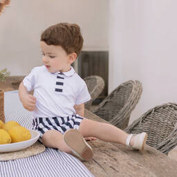 Miranda-Boys White & Blue Shorts Set | Childrensalon Outlet