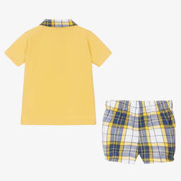 Miranda-Boys Yellow Check Cotton Shorts Set | Childrensalon Outlet