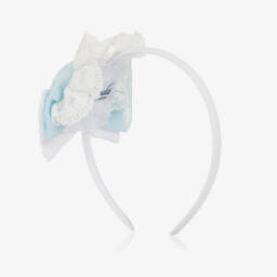 Miranda-Ободок из шифона с кружевом для девочек аквамарин | Childrensalon Outlet