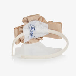 Miranda-Girls Beige Bow Hairband | Childrensalon Outlet