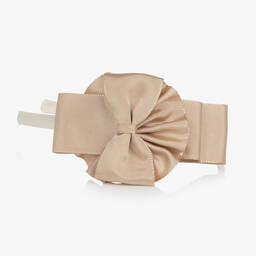 Miranda-Girls Beige Bow Hairband | Childrensalon Outlet