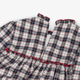 Miranda-Girls Blue Checkered Bow Dress | Childrensalon Outlet