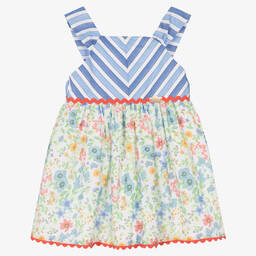 Miranda-Голубое хлопковое платье в цветочек | Childrensalon Outlet