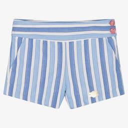 ميراندا-طقم شورت قطن لون أزرق بطبعة ورود للبنات | Childrensalon Outlet