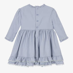 Miranda-Голубое хлопковое платье с рюшами | Childrensalon Outlet