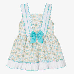 Miranda-Girls Blue Floral Cotton Dress | Childrensalon Outlet