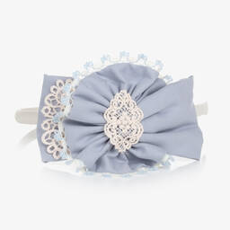 Miranda-Girls Blue & Ivory Lace Hairband | Childrensalon Outlet