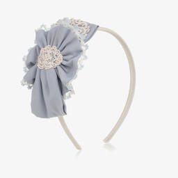 Miranda-Girls Blue & Ivory Lace Hairband | Childrensalon Outlet