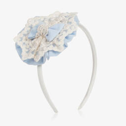 Miranda-Girls Blue Lace & Tulle Hairband | Childrensalon Outlet