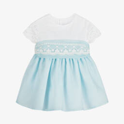 Miranda-Girls Blue Plumeti Lace Dress | Childrensalon Outlet