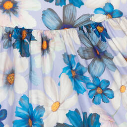 Miranda-فستان قطن ساتين لون أزرق وبنفسجي بطبعة ورود | Childrensalon Outlet