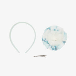 Miranda-Girls Blue Rosette Floral Headband | Childrensalon Outlet