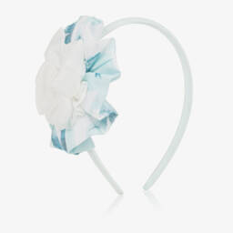 Miranda-Girls Blue Rosette Floral Headband | Childrensalon Outlet