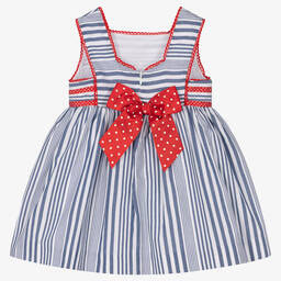 ميراندا-فستان قطن مقلم لون أبيض وأزرق | Childrensalon Outlet