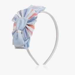 Miranda-Girls Blue & White Rosette Hairband | Childrensalon Outlet