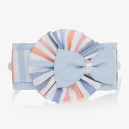 Miranda-Girls Blue & White Rosette Hairband | Childrensalon Outlet