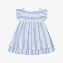 Miranda-Girls Blue & White Striped Cotton Dress | Childrensalon Outlet