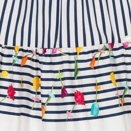 Miranda-Girls Blue & White Striped Flower Dress | Childrensalon Outlet