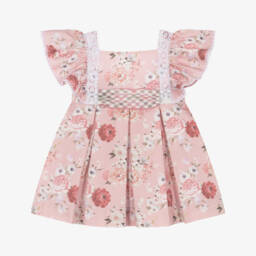 Miranda-Girls Blush Floral Cotton Frock | Childrensalon Outlet