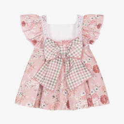 Miranda-Girls Blush Floral Cotton Frock | Childrensalon Outlet