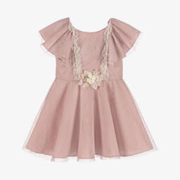 Miranda-Girls Blush Tulle Ruffle Dress | Childrensalon Outlet