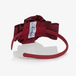 Miranda-Girls Burgundy Red Bow Hairband | Childrensalon Outlet