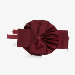 Miranda-Girls Burgundy Red Bow Hairband | Childrensalon Outlet