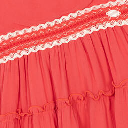 Miranda-فستان فيسكوز مزين بدانتيل لون أحمر | Childrensalon Outlet