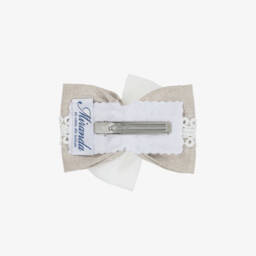 Miranda-Girls Elegant Beige & Ivory Bow Clip | Childrensalon Outlet