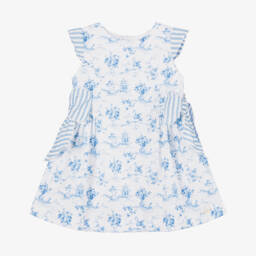 Miranda-فستان قطني أزرق أنيق للبنات مزين بالزهور | Childrensalon Outlet