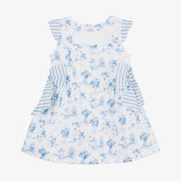 Miranda-فستان قطني أزرق أنيق للبنات مزين بالزهور | Childrensalon Outlet