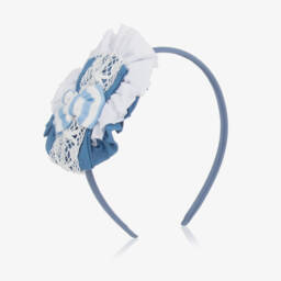 Miranda-Girls Elegant Blue Lace Rosette Band | Childrensalon Outlet