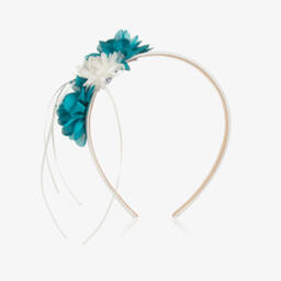 Miranda-إكسسوار شعر أزرق ساتان فاخر للبنات | Childrensalon Outlet