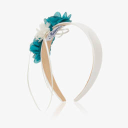 Miranda-إكسسوار شعر أزرق ساتان فاخر للبنات | Childrensalon Outlet