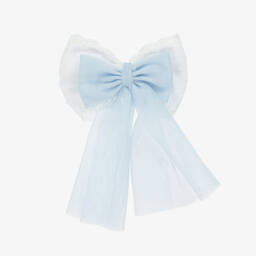 Miranda-Girls Elegant Blue Tulle Hair Clip | Childrensalon Outlet